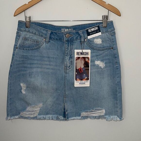 Rewash Women's Vintage Edition Denim Mini Light Wash Stretch Skirt Size 11 New - Picture 1 of 8